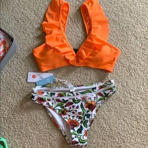orange ruffle bikini